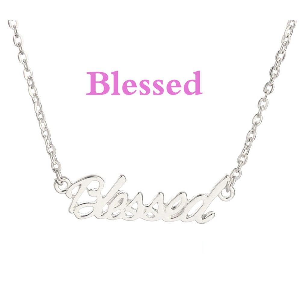 Unique The Letter Pendant Necklace Silver Gold Color Blessed Joy Dream Hope Lucky Peace Word Choker Necklace Women Sister Gifts