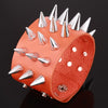 Unique Three Row Cuspidal Spikes Rivet Stud Wide Cuff Leather Punk Gothic Rock Unisex Bangle Bracelet Men Jewelry