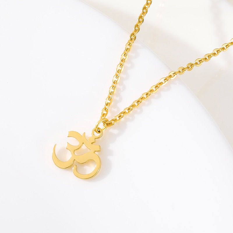 Unisex Indian Sanskrit OM Symbol Necklace For Woman Men Gold Color Delicate OM Necklaces Pendants Jewelry Accessories
