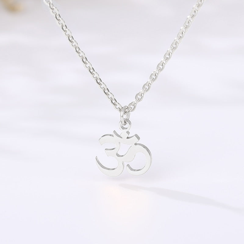 Unisex Indian Sanskrit OM Symbol Necklace For Woman Men Gold Color Delicate OM Necklaces Pendants Jewelry Accessories