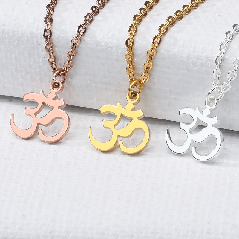 Unisex Indian Sanskrit OM Symbol Necklace For Woman Men Gold Color Delicate OM Necklaces Pendants Jewelry Accessories