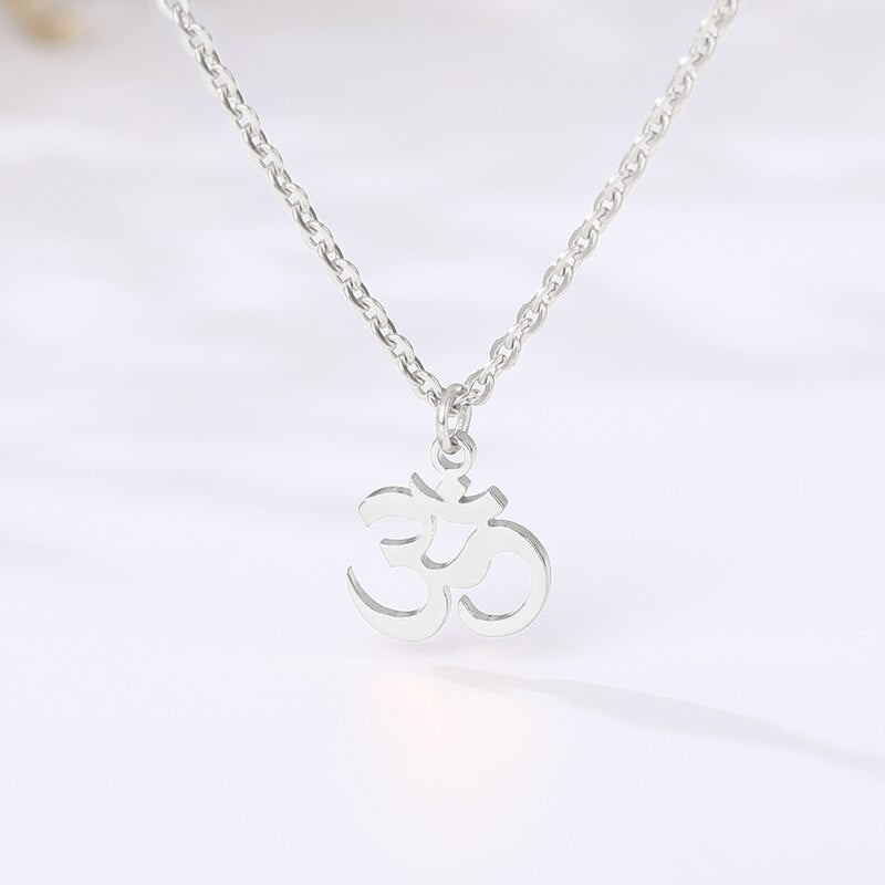 Unisex Indian Sanskrit OM Symbol Necklace For Woman Men Gold Color Delicate OM Necklaces Pendants Jewelry Accessories