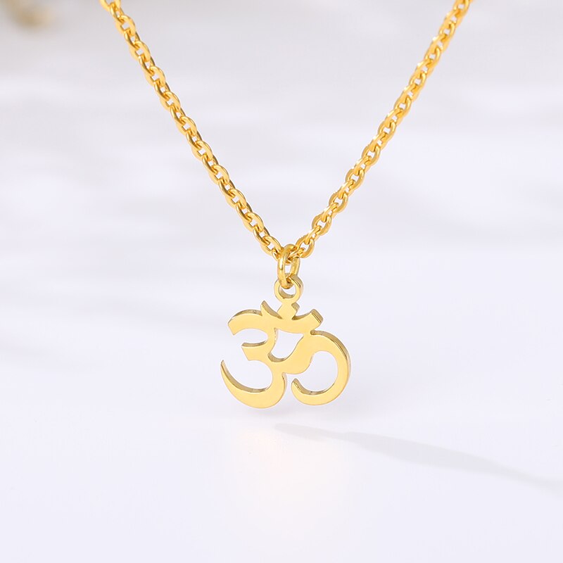 Unisex Indian Sanskrit OM Symbol Necklace For Woman Men Gold Color Delicate OM Necklaces Pendants Jewelry Accessories