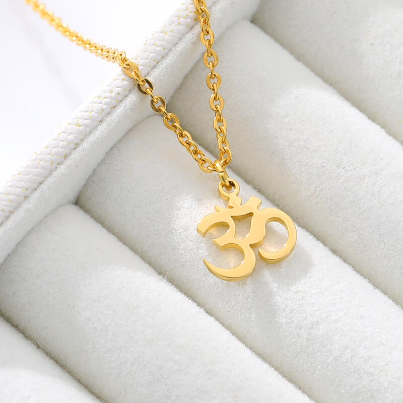 Unisex Indian Sanskrit OM Symbol Necklace For Woman Men Gold Color Delicate OM Necklaces Pendants Jewelry Accessories