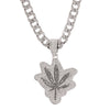 Unisex Maple Leaf Necklace Metal Rhinestone Hemp Leaf Pendant Hip Hop Punk Style Street Jewelry For Boyfriend