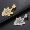 Unisex Maple Leaf Necklace Metal Rhinestone Hemp Leaf Pendant Hip Hop Punk Style Street Jewelry For Boyfriend