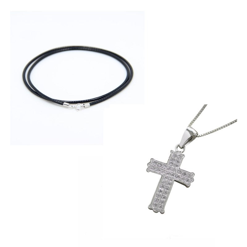 Unisex S925 Sterling Silver Cross pendant necklaces Cubic zirconia Cross Charms jewelry For men gargantilha Fine Jewelry G