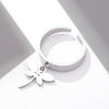 Unisex Simple Silverly Dragonfly Stainless Steel Rings For Woman Men Valentine's day Party Jewelry Girl's Friend Ring