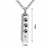 Unisex Stainless Steel Pet,Dog Jewelry Crystal Rectangle Memorial Urn Paw Pendant Screw Open Cremation Necklace Ash Case Holder