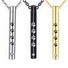Unisex Stainless Steel Pet,Dog Jewelry Cylinder Crystal Memorial Urn Paw Pendant Screw Open Cremation Necklace Ash Case Holder