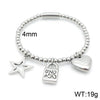 Uno 50 Charm Bracelet Stainless Steel Roud Ball Beads Chain Flower Lock Heart Pendant Bracelet Jewelry for Women