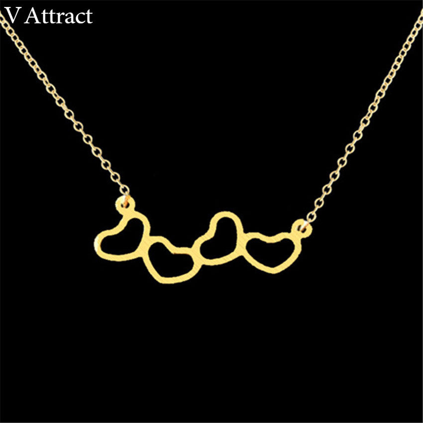 Handmade Hiphop Jewelry Simple Heart Statement Necklaces Gold Silver Stainless Steel Kolye Best Friend Sister Gift