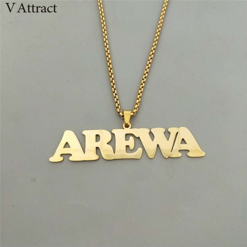 Stainless Steel Charm Personalized Name Necklace Men Jewelry Punk Style Gold Chain Nameplate Collier Femme Custom Gift