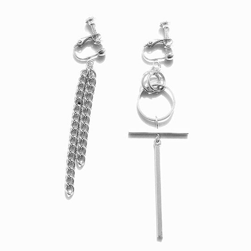 V BTS Earrings DNA Korean Earrings Long Men Bangtan Boys V DNA No Ear Hole Clip Earrings For Women Men BTS Kpop