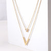 V Shape Layered Choker for Women Gold Tone Stainless Steel CZ Stone Temperament Double Layer Female Necklace