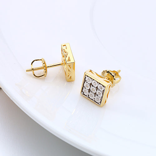 925 Sterling Silver Jewelry High Quality Earrings Gold Color Two Tone Pure Stud Earrings For Men Women AAAAA Crystal