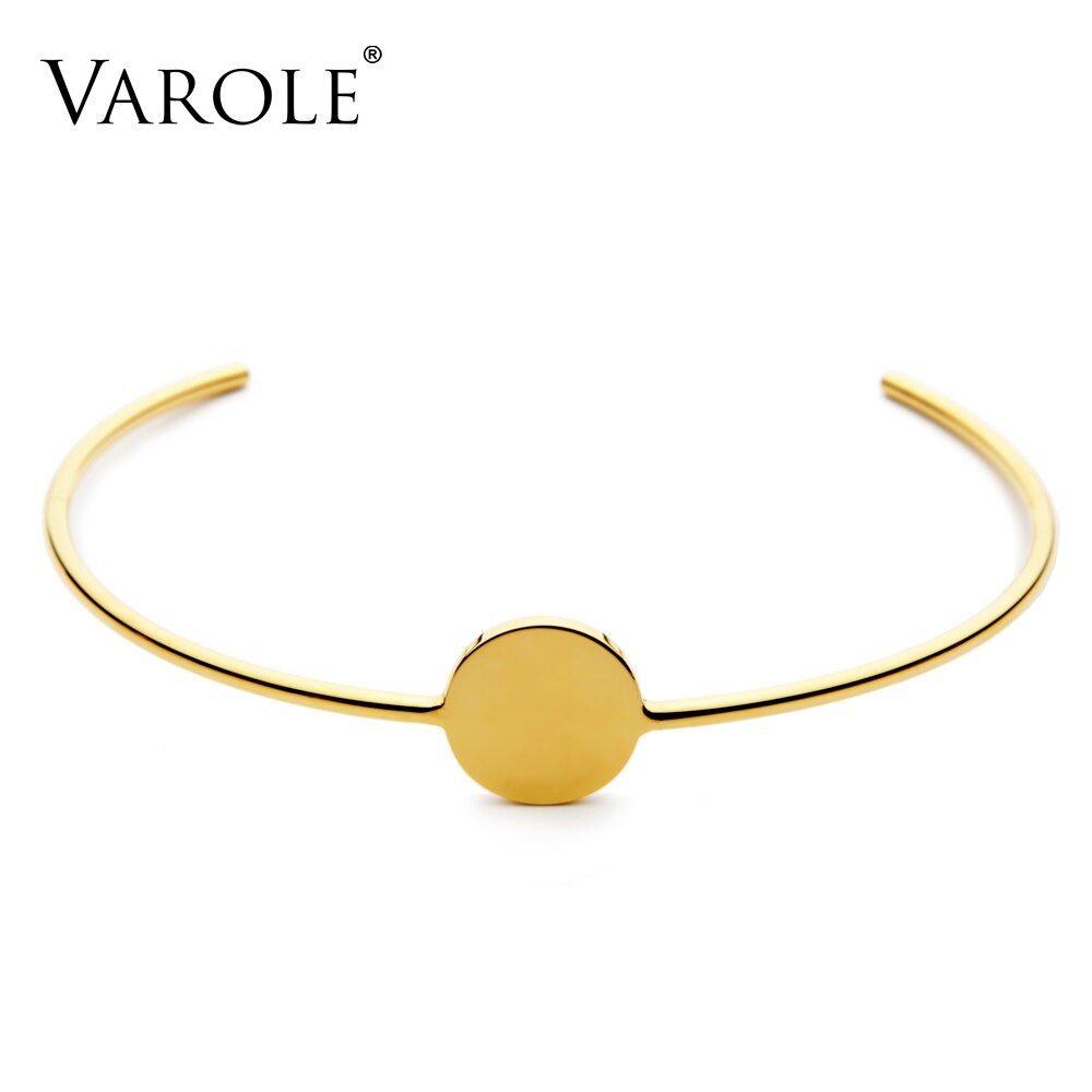 VAROLE Line & Elegant Circle Stainless steel Necklace For Women Necklaces Personalize Chokers Colar feminino