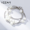 VEEMY 8mm Round Large Pearl Stainless Steel Necklace For Women  Chain Silver Color Choker Hip Hop Jewelry Gift