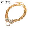 VEEMY Panther Choker Necklace for Women Halloween Party Cuban Link Chain Female Hip Hop Jewelry