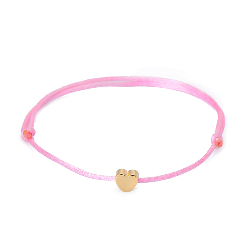 Gold Color Heart Bracelet Silver Handmade Jewelry Multicolor Rope Adjustable String Lucky Bracelet For Women Children