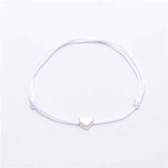 Gold Color Heart Bracelet Silver Handmade Jewelry Multicolor Rope Adjustable String Lucky Bracelet For Women Children