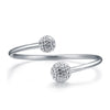925 Sterling Silver Bracelet Simple Double Beads Open Cuff Bracelets & Bangles For Women Men Fine Luxury Jewelry
