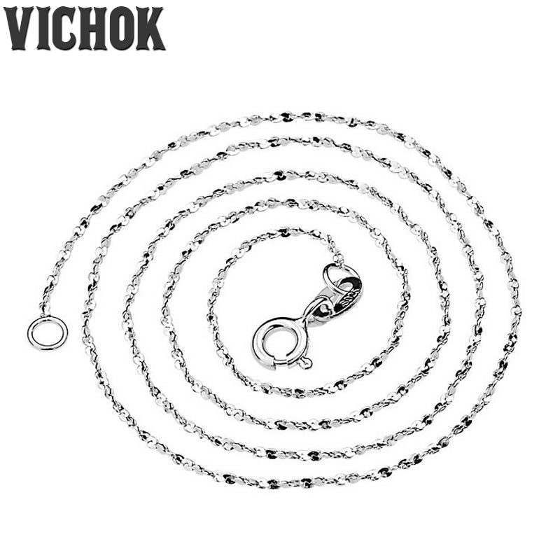 925 Sterling Silver Chain Necklace 40cm/45cm/40cm+5cm Fashion Jewelry For Women Men Chain Jewelry kolye collares