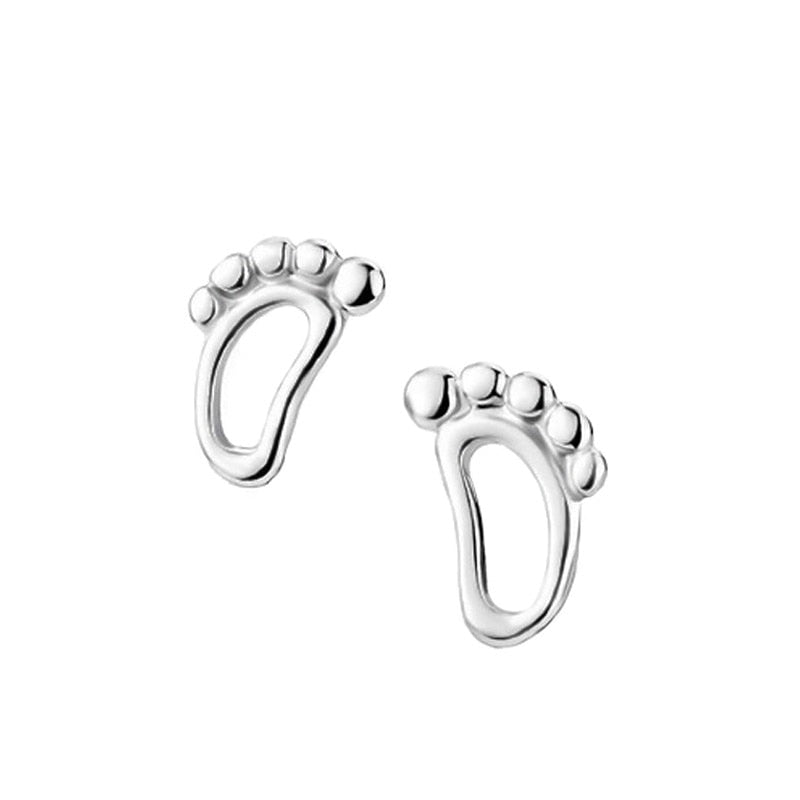925 Sterling Silver Lovely Small Feet Stud Earrings For Women simple party gifts Korean Style pendientes mujer moda