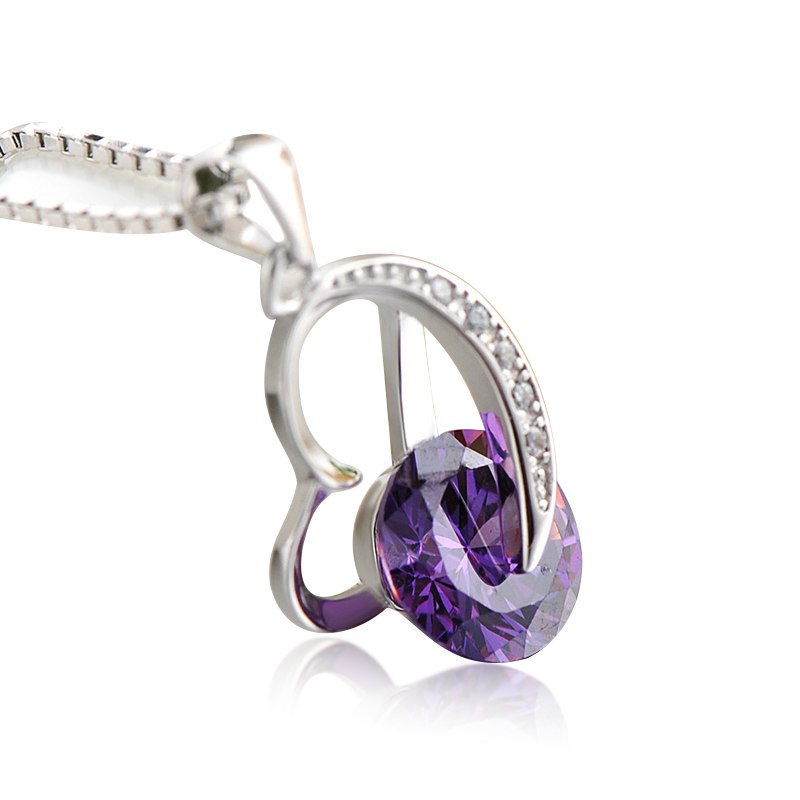 925 Sterling Silver Necklaces Pendants for Women Fine Jewelry purple/white Color Pendant Necklace Luxury Jewellry