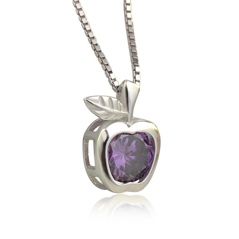 Apple Minimalist Style Pendants Necklace Silver 925 Sterling Jewelry Chain Colar Necklace Fine Jewelry Christmas gift