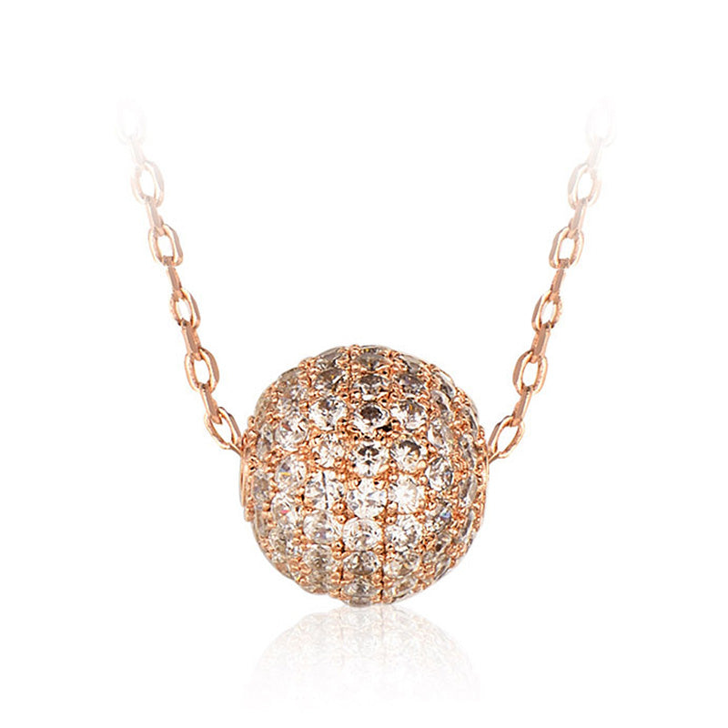 Ball Bright 925 Sterling Silver Pendant Necklace Necklace For Women Girl Gift Rose Gold Color Choker