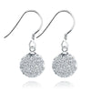 Ball Crystal Clip On Drop Earrings For Women Sterling Silver Party Charm Dangle Earrings Fashion Jewelry 7 Colors