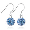 Ball Crystal Clip On Drop Earrings For Women Sterling Silver Party Charm Dangle Earrings Fashion Jewelry 7 Colors