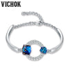 Blue Color Circle 925 Sterling Silver Bracelet Chain Link Adjustable Charm Bracelets Luxury Party Jewelry for Women