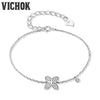 Butterfly Real 925 Sterling Silver Bracelet Adjustable Chain Bracelets Party Jewelry For Ladies White Gold Color pulseira