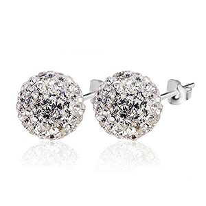 Candy Ball Crystal Clip On Stud Earrings For Women Sterling Steel Engagement Earrings Fashion Jewelry 7 Colors
