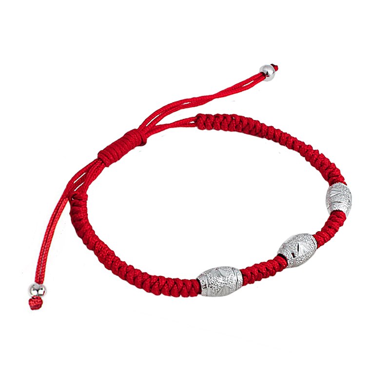 Couple Bracelet Red(women) Black(man) Rope Three/Five/Six Beads 6Styles Braided Gift for Lover Sterling Silver Bracelet