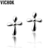 Cross Simple Fashion White Gold color Stud Earrings For Women 925 Sterling Silver Statement Earrings luxury Jewelry Mujer