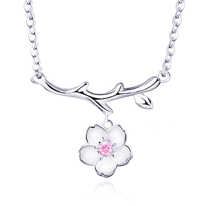 Crystal Jewelry Pink Necklace Fashion Charm Choker jewelry 925 silver bijoux en argent 925 jade jewelry