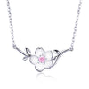 Crystal Jewelry Pink Necklace Fashion Charm Choker jewelry 925 silver bijoux en argent 925 jade jewelry