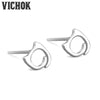 Cute Cat Face Hollow Stud Earrings Pure 925 Sterling Silver Simple trendy fashion jewelry for women Girl party gift