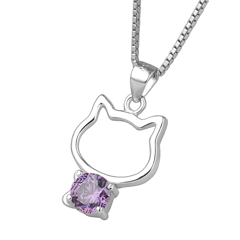 Cute Cats Pendants Necklace with Austrian Cubic Zirconia Necklace for Women Animal chains colgantes mujer moda