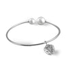 Female Hanging Heart Cuff Bangles silver 925 jewelry Double Pearl Bracelets&Bangle For Women Lady Platinum Charm Bracelet