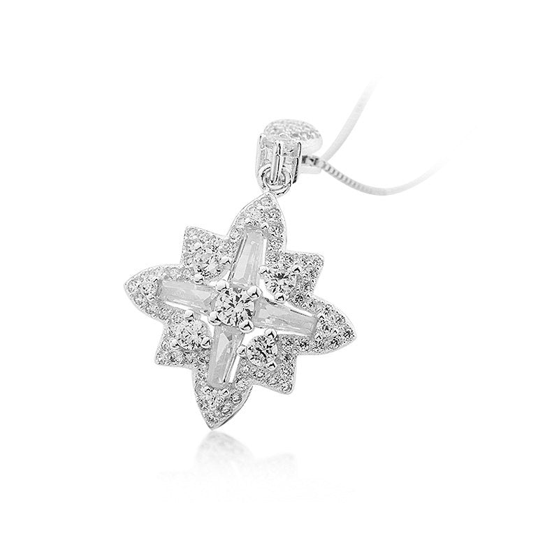 Female snowflake-shaped Cross Pendant & Necklace 925 Sterling Silver Necklace luxury fine fashion jewelry for women party