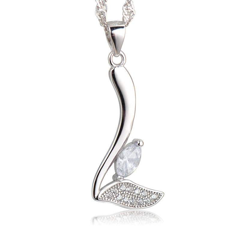 L-Shaped Leaf Necklaces&Pendants 925 Sterling Silver Long Necklaces for Women Girls Fine Jewelry Bronze Accessories