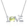 Letter Love Charms Pendants Necklaces Furong Stone Setting 925 Sterling Jewelry with Chain Necklace for Women