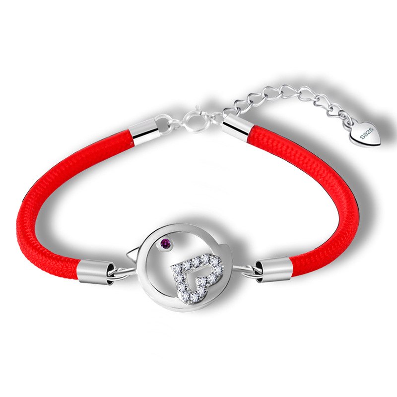 Lucky Red Rope Bangle ctue chick 925 sterling silver bracelet pulseras de plata 925 de ley pulseras plata de ley 925 muje
