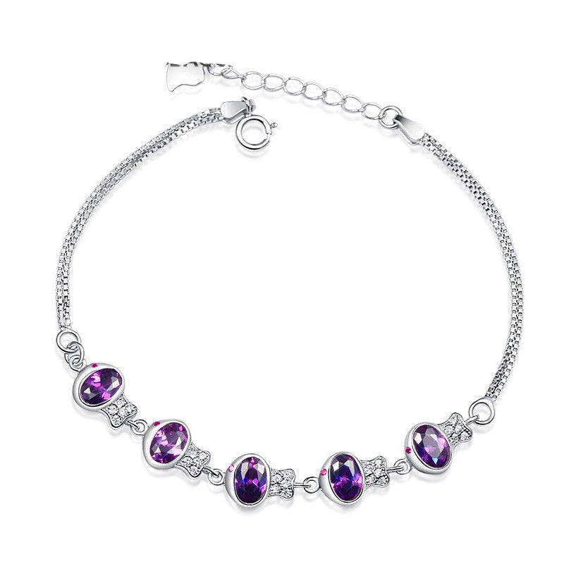 Natural Zircon Romantic Bracelets Mystic Purple Charm Bracelets&Bangles Fashion Accessories Women Wedding Fine Jewelry