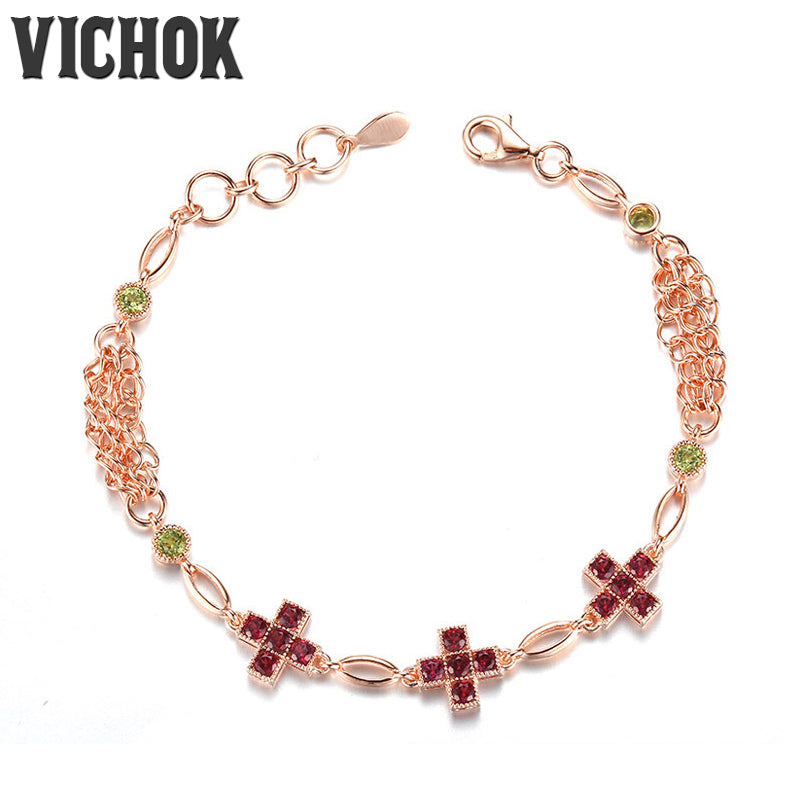 Nature Stone Garnet Peridot 925 Sterling Silver Bracelet Chain Link Adjustable Bracelets For Ladies Fine Jewelry pulseira