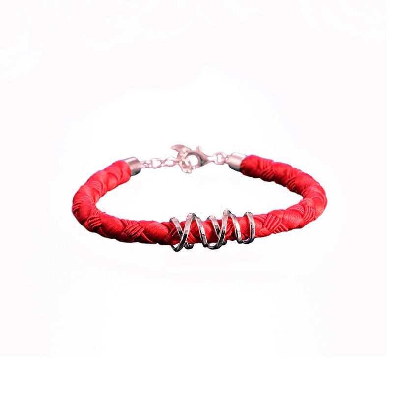 Oblique Weave Intertwined 6 Styles Couple Bracelet Red(women) Black(man) Rope 925 Sterling Silver Lover Bracelet bileklik
